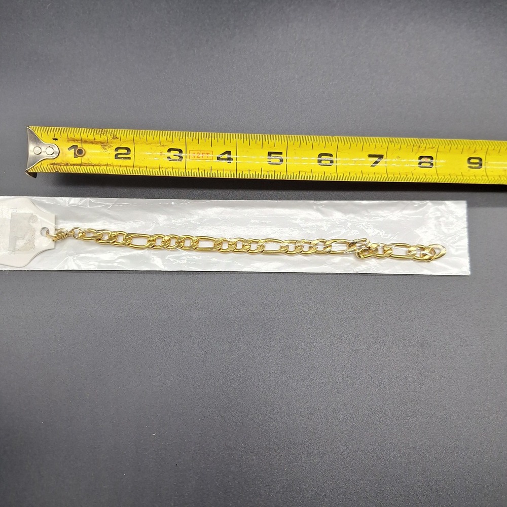 Stainless Steel Gold Tone Figaro Link Bracelet 8.5 Inch Medium Links New